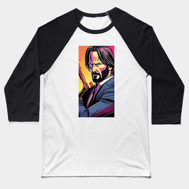 John Wick Comic book style_007 Baseball T-Shirt by Buff Geeks Art